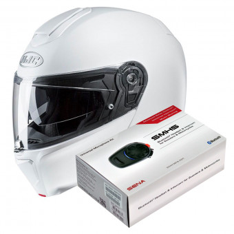 Flip Up HJC RPHA 90 S Pearl White + Kit Bluetooth SMH5