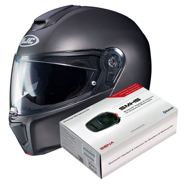Pack Helmet Intercom Systems HJC RPHA 90 S Semi Flat Titanium