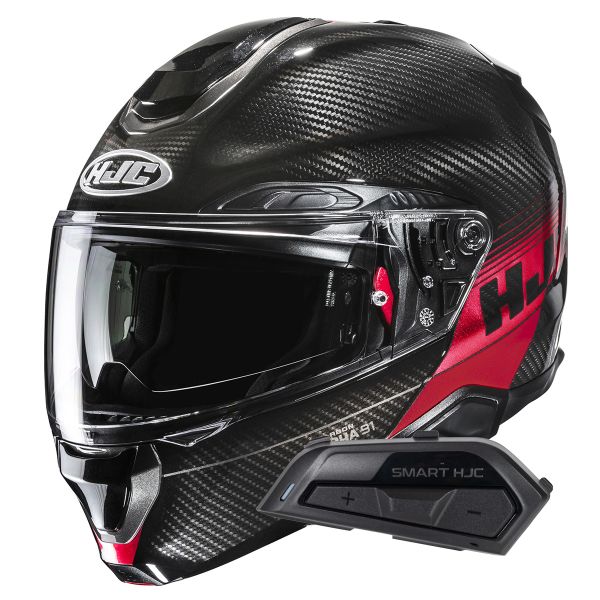 Flip Up HJC RPHA91 Carbon Elig MC1 + Bluetooth Smart Kit 21B