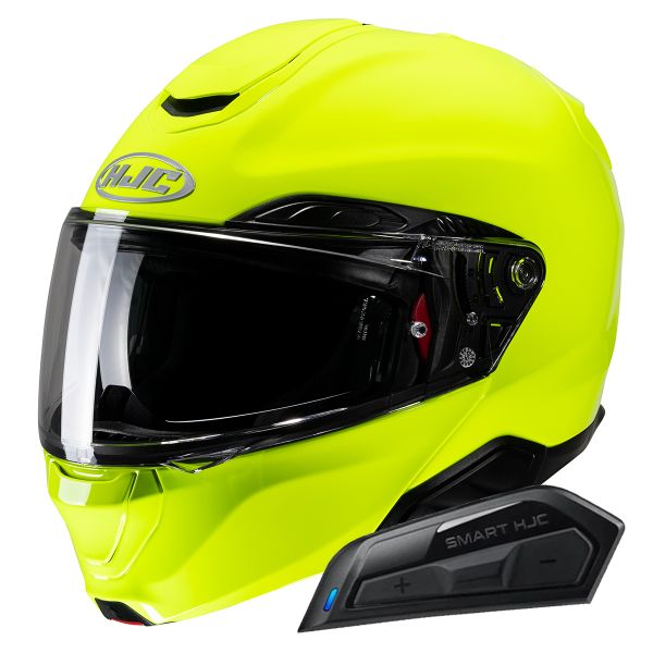 Flip Up HJC RPHA91 Fluorescent Green + Kit Bluetooth Smart 11B