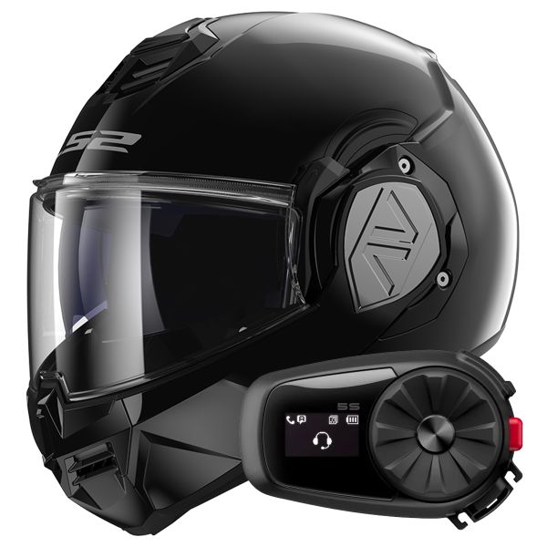 Flip Up LS2 Advant Black FF906 + Kit Bluetooth 5S Solo Flip Up LS2 Advant Black FF906 + Kit Bluetooth 5S Solo