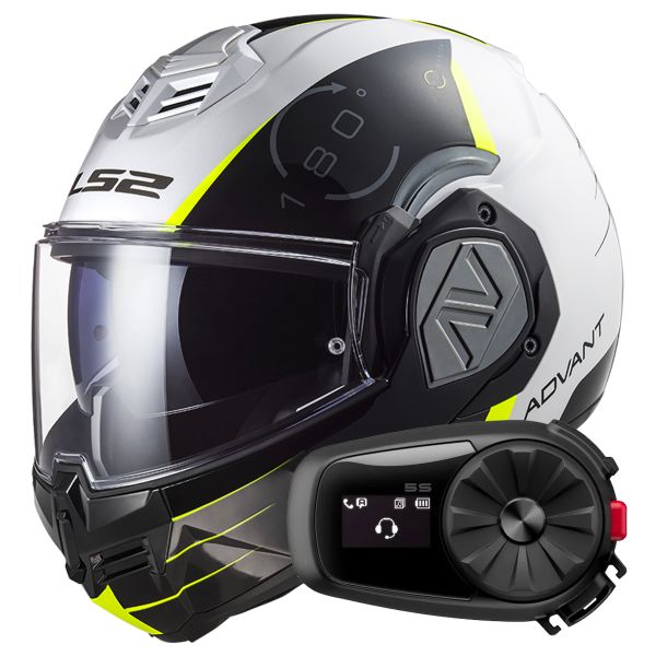 Flip Up LS2 Advant Codex White Black FF906 + Kit Bluetooth 5S Solo