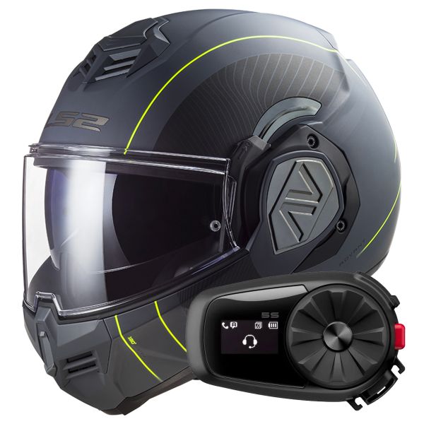 Flip Up LS2 Advant Copper Matt Titanium Black FF906 + Kit Bluetooth 5S Solo