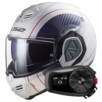 Flip Up LS2 Advant Copper White Blue FF906 + Kit Bluetooth 5S Solo