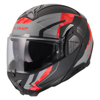 Casque Flip Up LS2 Advant II Glide Black Grey Red FF910