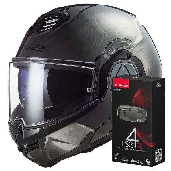 Flip Up LS2 Advant Jeans FF906 + Kit Bluetooth 4X Cardo