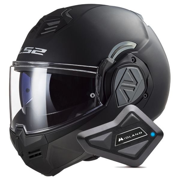 Flip Up LS2 Advant Matt Black FF906 + Kit Bluetooth BT Mini Flip Up LS2 Advant Matt Black FF906 + Kit Bluetooth BT Mini