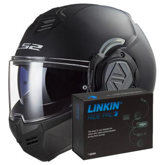 Flip Up LS2 Advant Matt Black FF906 + Linkin Ride Pal III