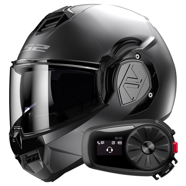 Flip Up LS2 Advant Matt Titanium FF906 + Kit Bluetooth 5S Solo Flip Up LS2 Advant Matt Titanium FF906 + Kit Bluetooth 5S Solo