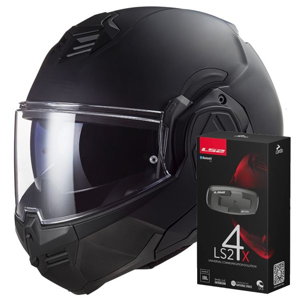 Flip Up LS2 Advant Noir FF906 + Kit Bluetooth 4X Cardo