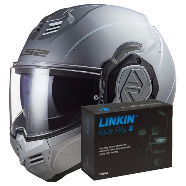 Flip Up LS2 Advant Special Matt Silver FF906 + Linkin Ride Pal III