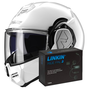 Flip Up LS2 Advant White FF906 + Linkin Ride Pal III