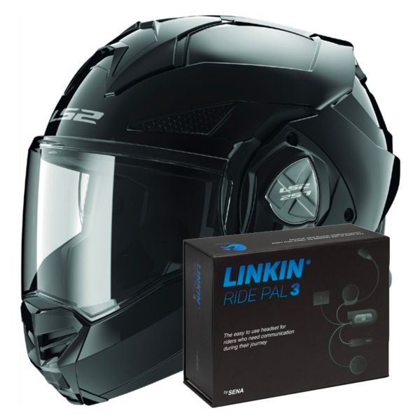 Flip Up LS2 Advant X Black FF901 + Linkin Ride Pal III