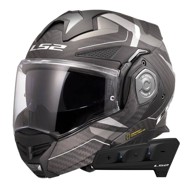 Flip Up LS2 Advant X C Horizon Silver Grey FF901 + Kit Bluetooth Spectrum