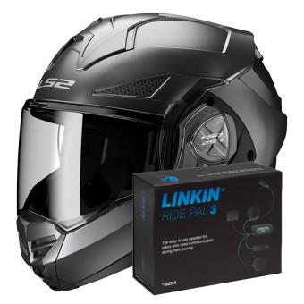 Flip Up LS2 Advant X Matt Black FF901 + Linkin Ride Pal III