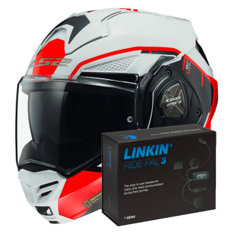Flip Up LS2 Advant X Metryk White Red FF901 + Linkin Ride Pal III