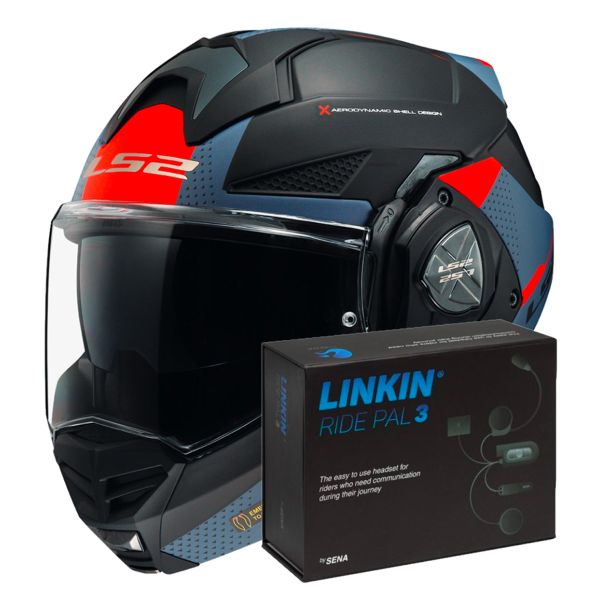 Pack Helmet + Intercom Systems : LS2 Advant X Oblivion M. Black Blue FF901  + Linkin Ride Pal III