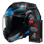 Casque Flip Up LS2 Advant X Spectrum Black Titanium Blue FF901 + Kit Bluetooth 4X Cardo