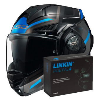 Flip Up LS2 Advant X Spectrum Black Titanium Blue FF901 + Linkin Ride Pal III