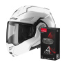 Casque Flip Up LS2 Advant X White FF901 + Kit Bluetooth 4X Cardo