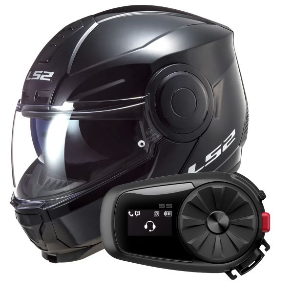 Flip Up LS2 Scope Black FF902 + Kit Bluetooth 5S Solo