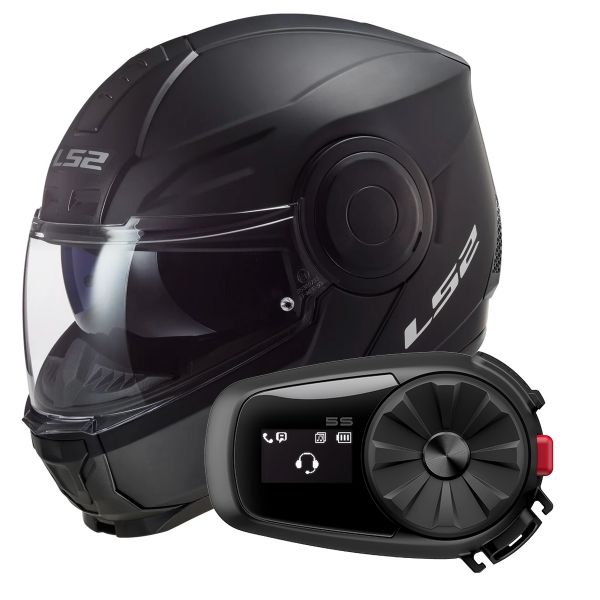 Flip Up LS2 Scope Matt Black FF902 + Kit Bluetooth 5S Solo