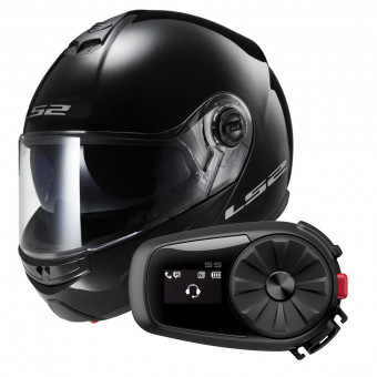 Flip Up LS2 Strobe Black FF325 + Kit Bluetooth 5S Solo