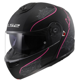 Casque Flip Up LS2 Strobe II Lux Matt Black Pink FF908 Casque Flip Up LS2 Strobe II Lux Matt Black Pink FF908