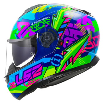 Casque Flip Up LS2 Strobe II Svent Blue Green FF908 Casque Flip Up LS2 Strobe II Svent Blue Green FF908