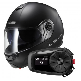 Flip Up LS2 Strobe Matt Black FF325 + Kit Bluetooth 5S Solo