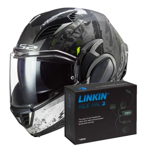 Flip Up LS2 Valiant II Gripper Matt Titanium FF900 + Linkin Ride Pal III