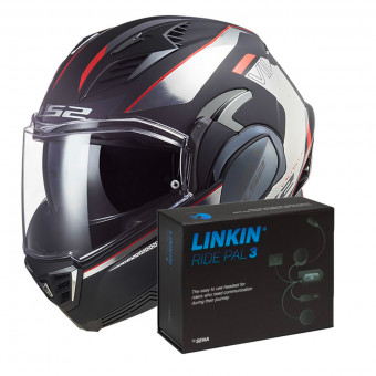 Flip Up LS2 Valiant II Hub Black Chrome FF900 + Linkin Ride Pal III