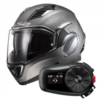 Flip Up LS2 Valiant II Matt Titanium FF900 + Kit Bluetooth 5S Solo