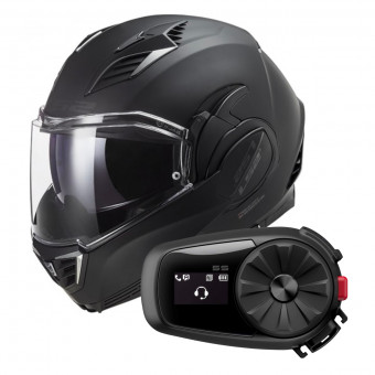 Flip Up LS2 Valiant II Noir Matt Black FF900 + Kit Bluetooth 5S Solo