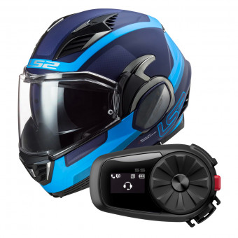 Flip Up LS2 Valiant II Orbit Matt Blue FF900 + Kit Bluetooth 5S Solo