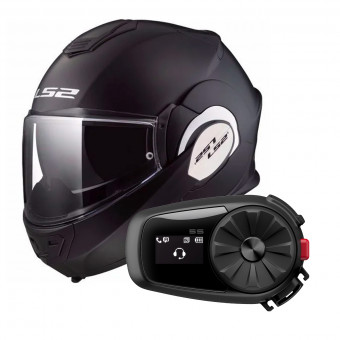 Flip Up LS2 Valiant Solid Matt Black FF399 + Kit Bluetooth 5S Solo