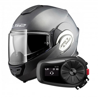 Flip Up LS2 Valiant Solid Matt Titanium FF399 + Kit Bluetooth 5S Solo