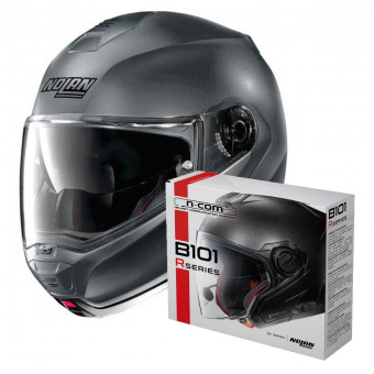 Flip Up Nolan N100 5 Classic N-Com Flat Vulcan Grey 2 + Kit Bluetooth B101R