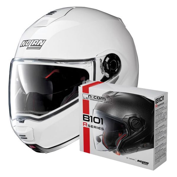 Flip Up Nolan N100 5 Classic N-Com Metal White 5 + Kit Bluetooth B101R