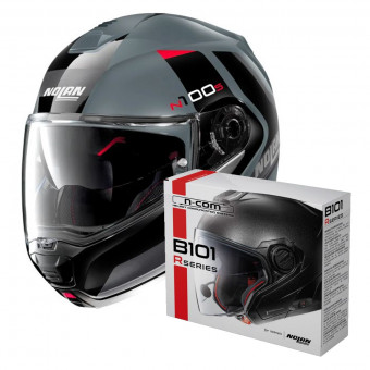 Flip Up Nolan N100 5 Hilltop N-Com Salt Grey 64 + Kit Bluetooth B101R