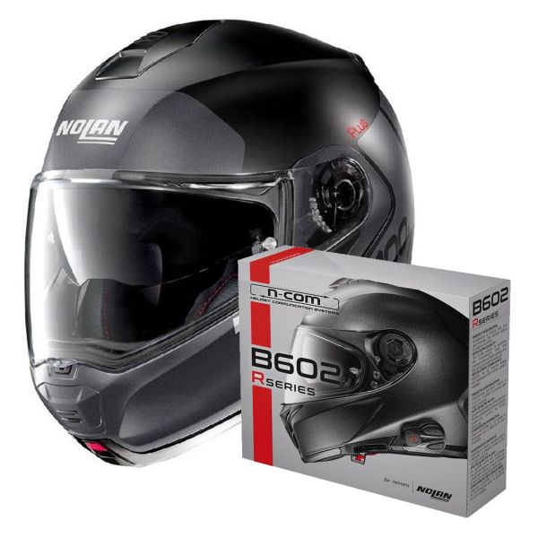 Flip Up Nolan N100 5 Plus Distinctive N-Com Flat Black 21 + Kit Bluetooth B602R