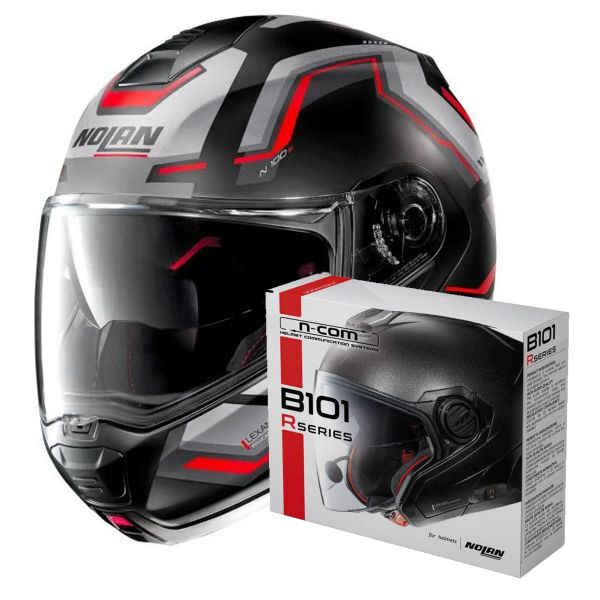 Pack Casque Kit Bluetooth Et Intercom : Nolan N100 5 Hilltop N-Com