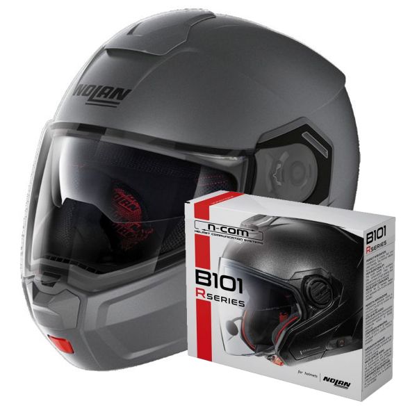 Flip Up Nolan N90 3 Classic N-Com Flat Vulcan Grey 2 + Kit Bluetooth B101R