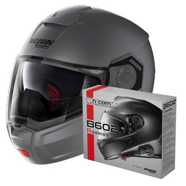 Flip Up Nolan N90 3 Classic N-Com Flat Vulcan Grey 2 + Kit Bluetooth B602R