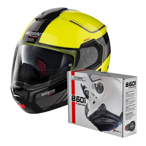 Flip Up Nolan N90 3 Voyager N-Com Led Yellow 18 + Kit Bluetooth B601R
