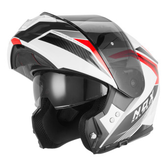 Casque Flip Up NOX N968 Shift White Red Shiny