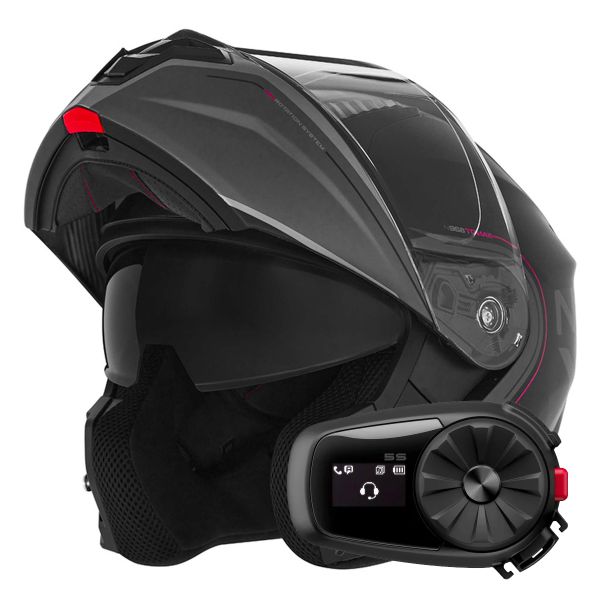 Flip Up NOX N968 Tomak Matt Black Pink + Kit Bluetooth 5S Solo