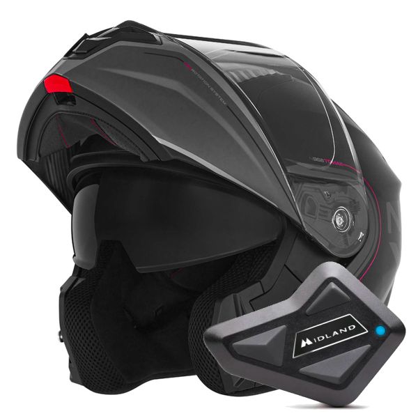 Flip Up NOX N968 Tomak Matt Black Pink + Kit Bluetooth BT Mini