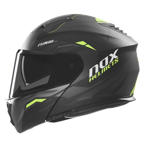 Flip Up NOX N968 Ultra Matt Black Yellow