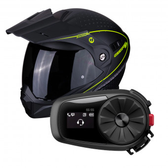 Flip Up Scorpion ADX-1 Horizon Noir Mat Jaune Fluo + Kit Bluetooth Sena 5S Solo